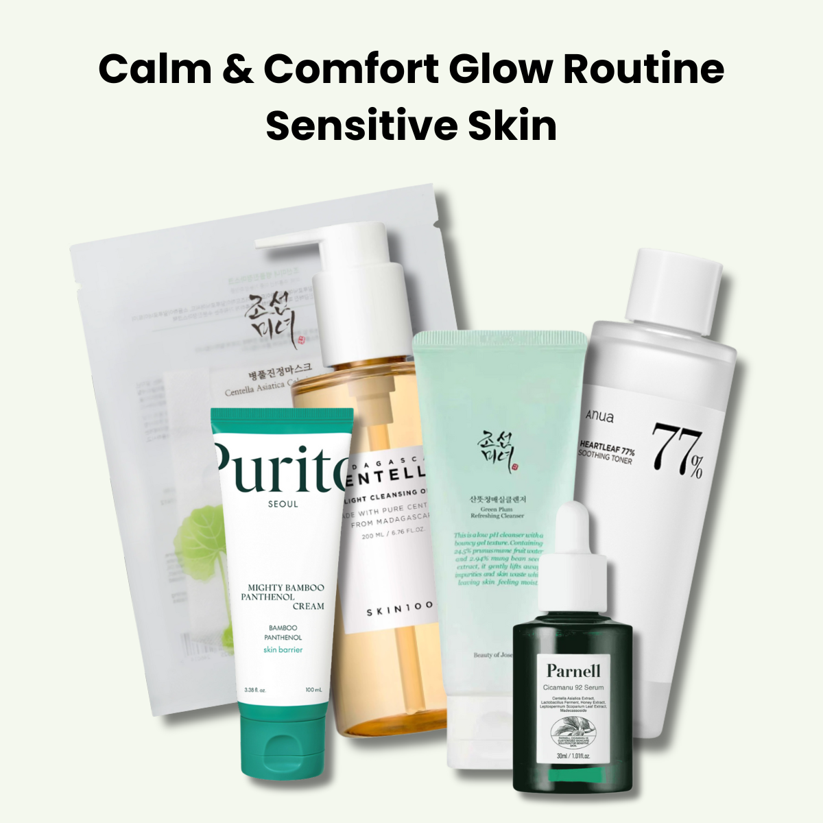 Calm and Comfort Routine Korean skincare set for sensitive skin